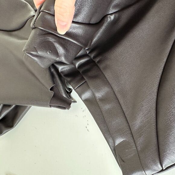 NWT Skims SET Soot Faux Leather Long Sleeve High Neck Bodysuit Biker Shorts XS - Picture 6 of 16